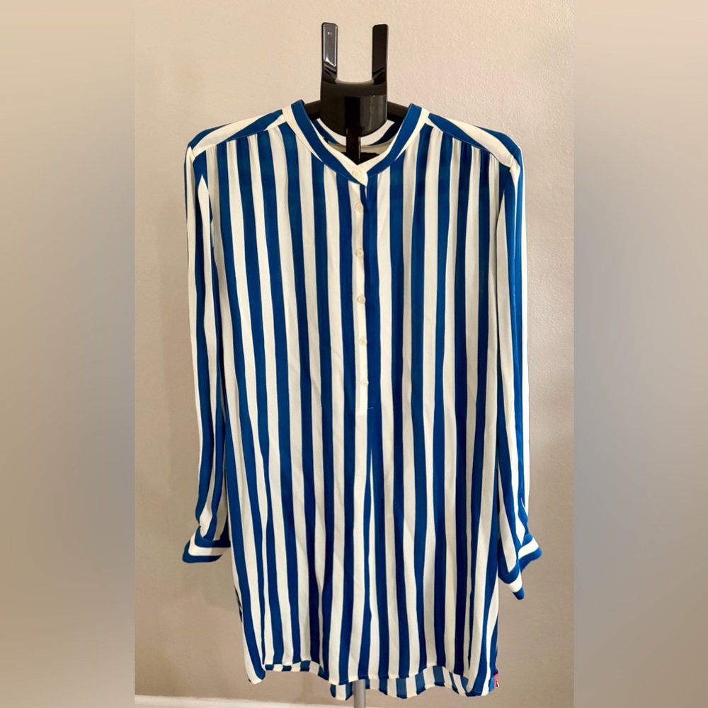 KULE Blue and White Striped Midi Dress